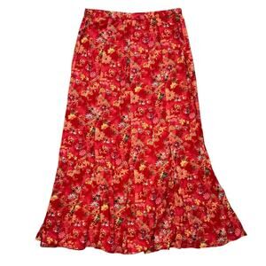 Christopher Banks Warm Floral Print Skirt 100% Rayon Size 8